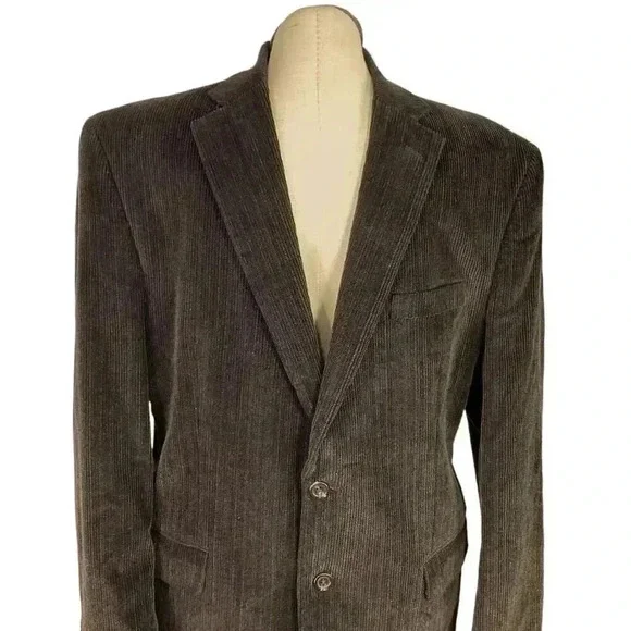 Chaps Blazer Sport Coat Men 42R Brown Corduroy 2 Button Classic Jacket Vented
